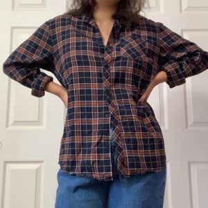 BROWN & NAVY LONG SLEEVE FLANNEL